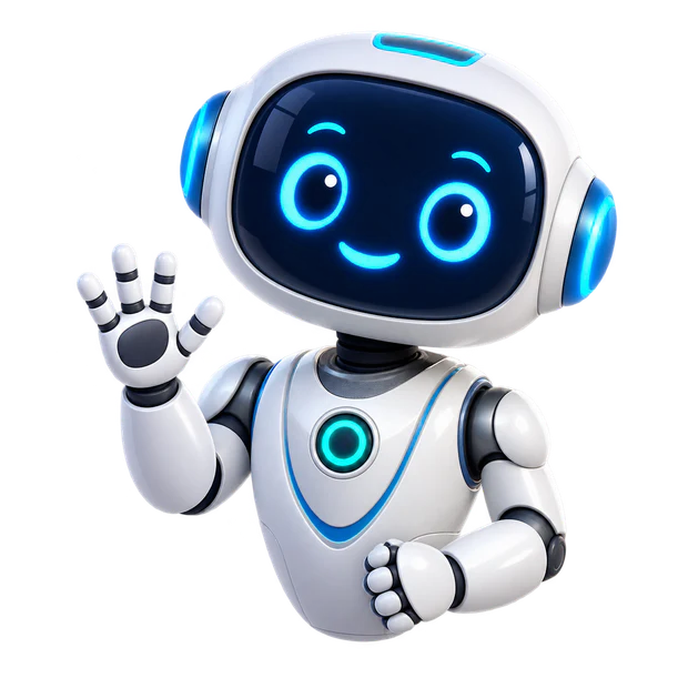 Friendly blue and white digital assistant